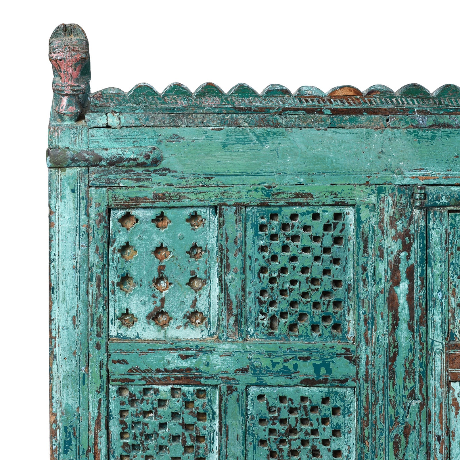 Green Painted Majus From Gujarat - 19Thc