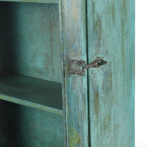 Green Painted Teak Glazed Wall Cabinet - 1920