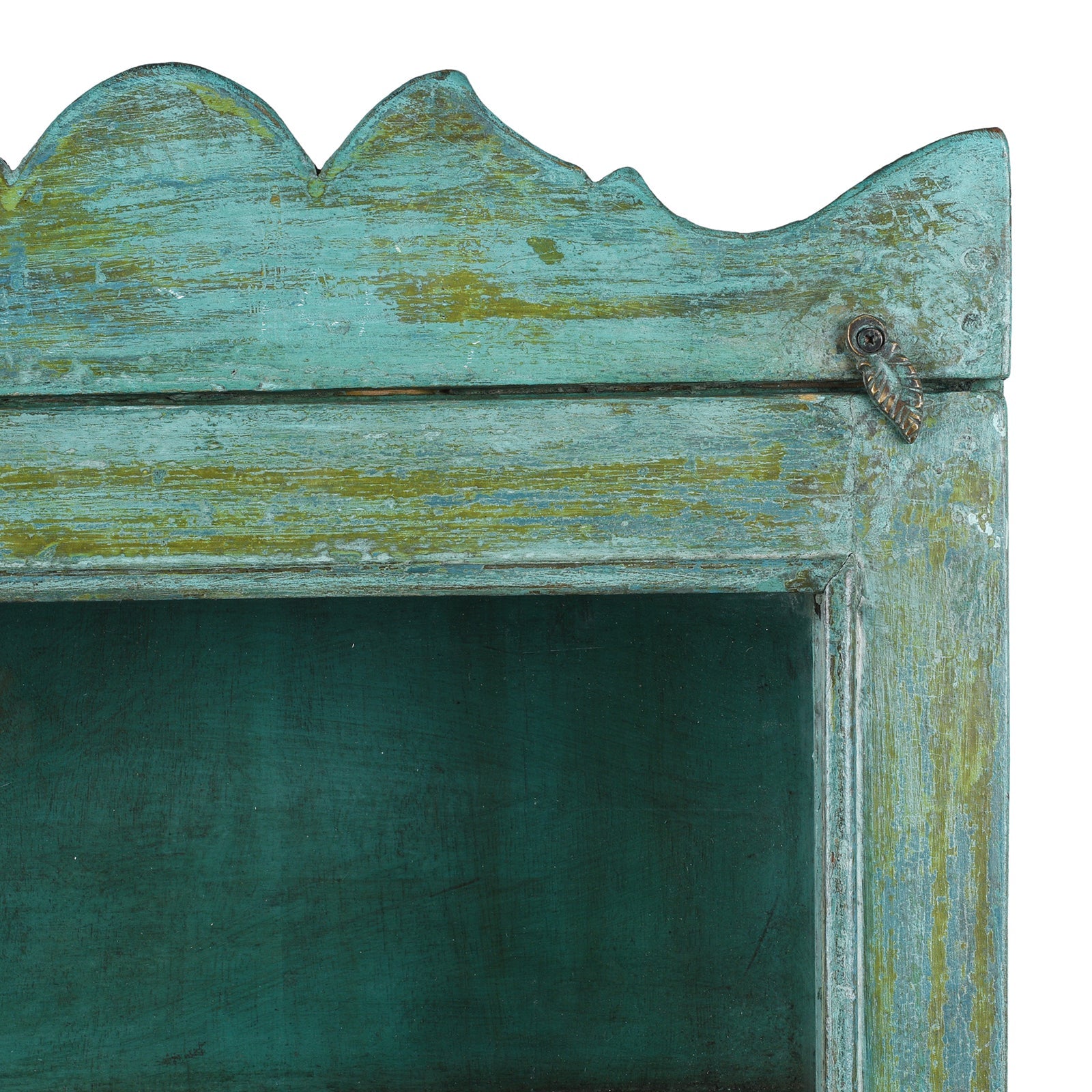 Green Painted Teak Glazed Wall Cabinet - 1920