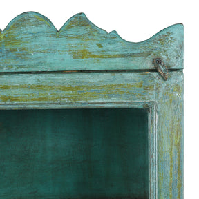Green Painted Teak Glazed Wall Cabinet - 1920