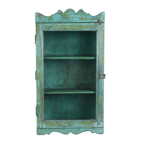 Green Painted Teak Glazed Wall Cabinet - 1920
