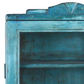 Blue Painted Glazed Teak Wall Cabinet - 1940
