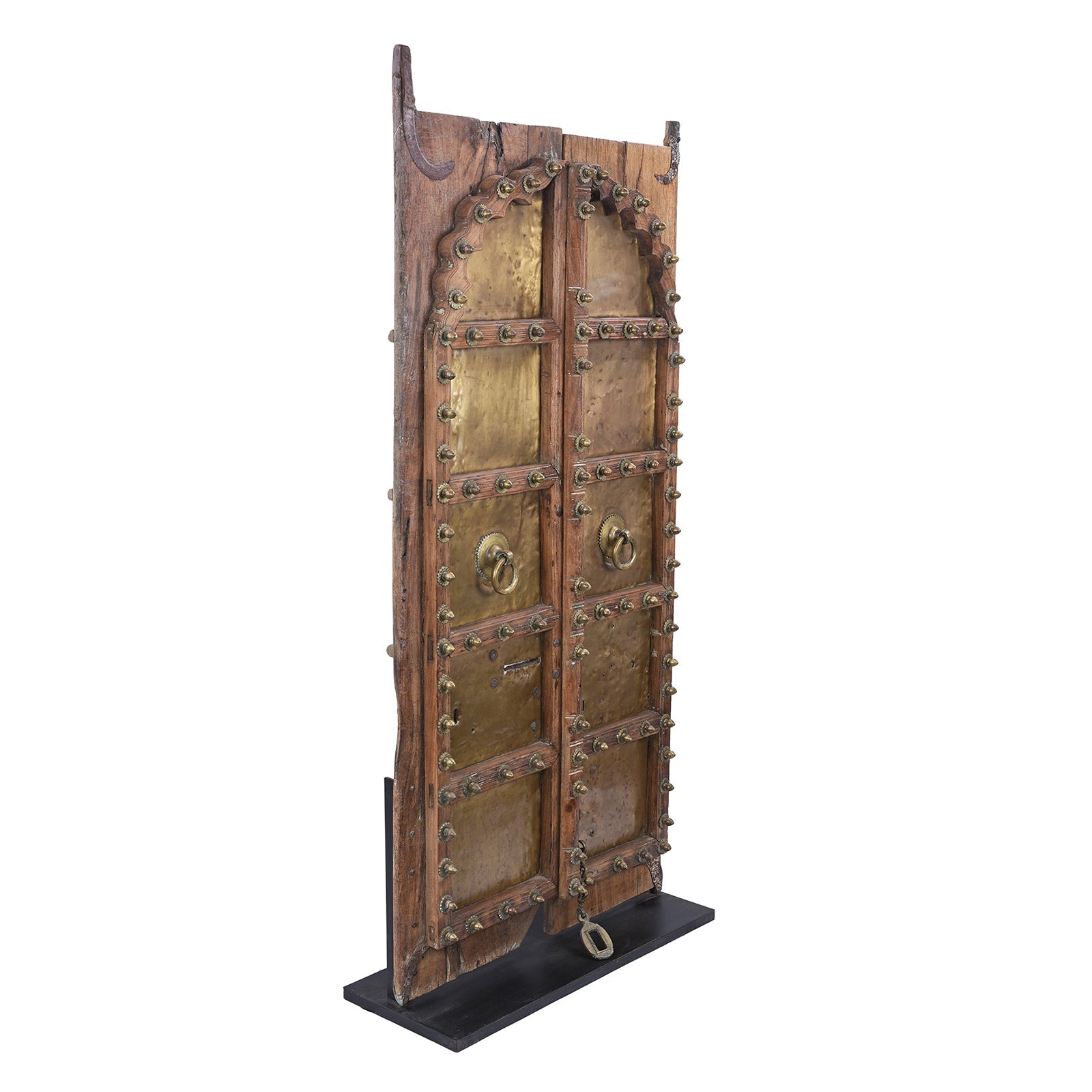 Brass Clad Sheesham Door From Shekhawati - 19th Century