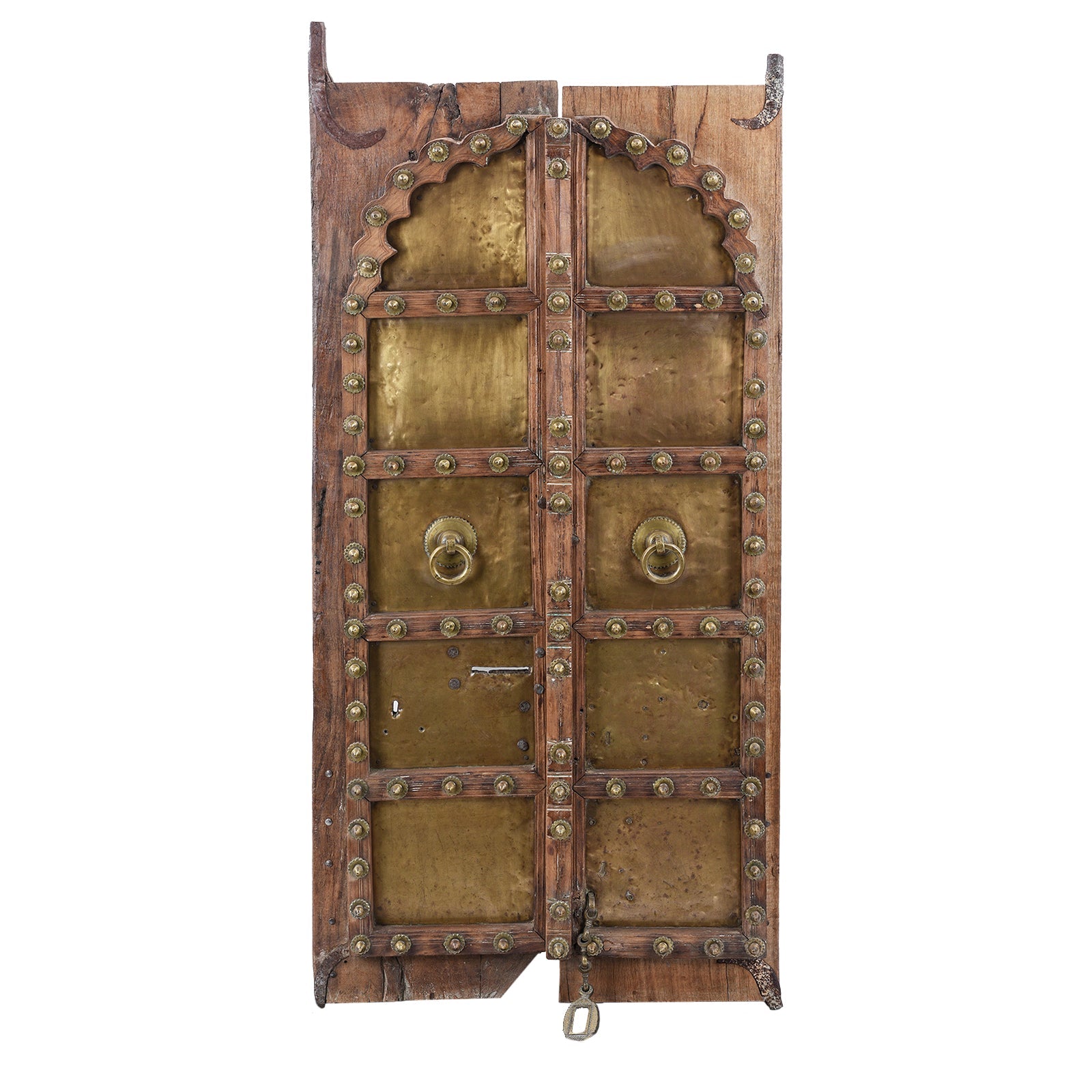 Brass Clad Sheesham Door From Shekhawati - 19th Century