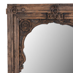 Indian Mirror Made From Teak Gujarati Window - 19th Century