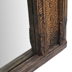 Carved Teak Window Mirror From Maharashtra - 19th Century