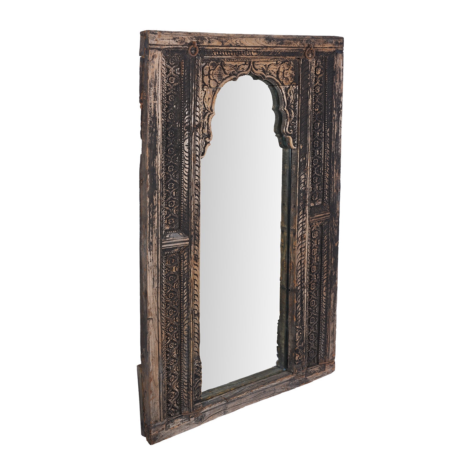 Carved Teak Window Mirror From Maharashtra - 19th Century