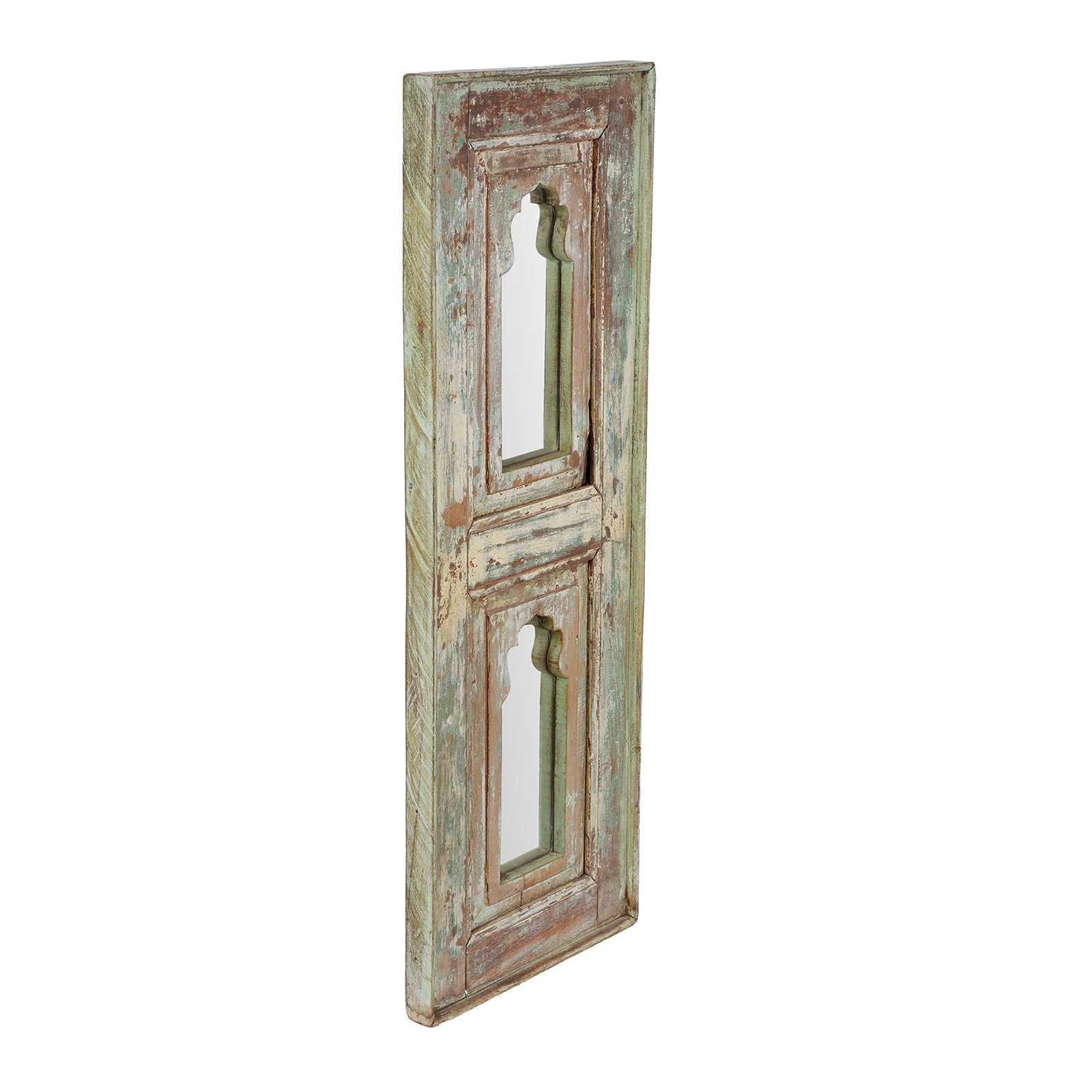 Indian Teak Double Mihrab Mirror