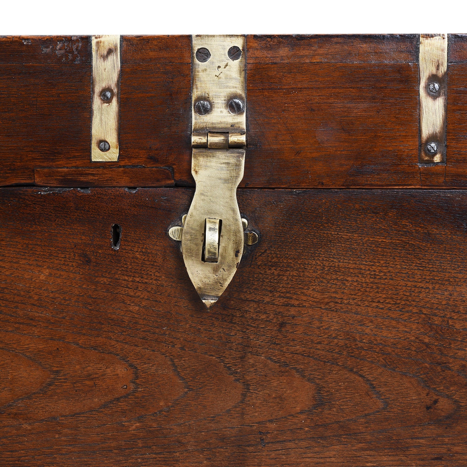Large Brass Bound Teak Campaign Chest  - 19th Century