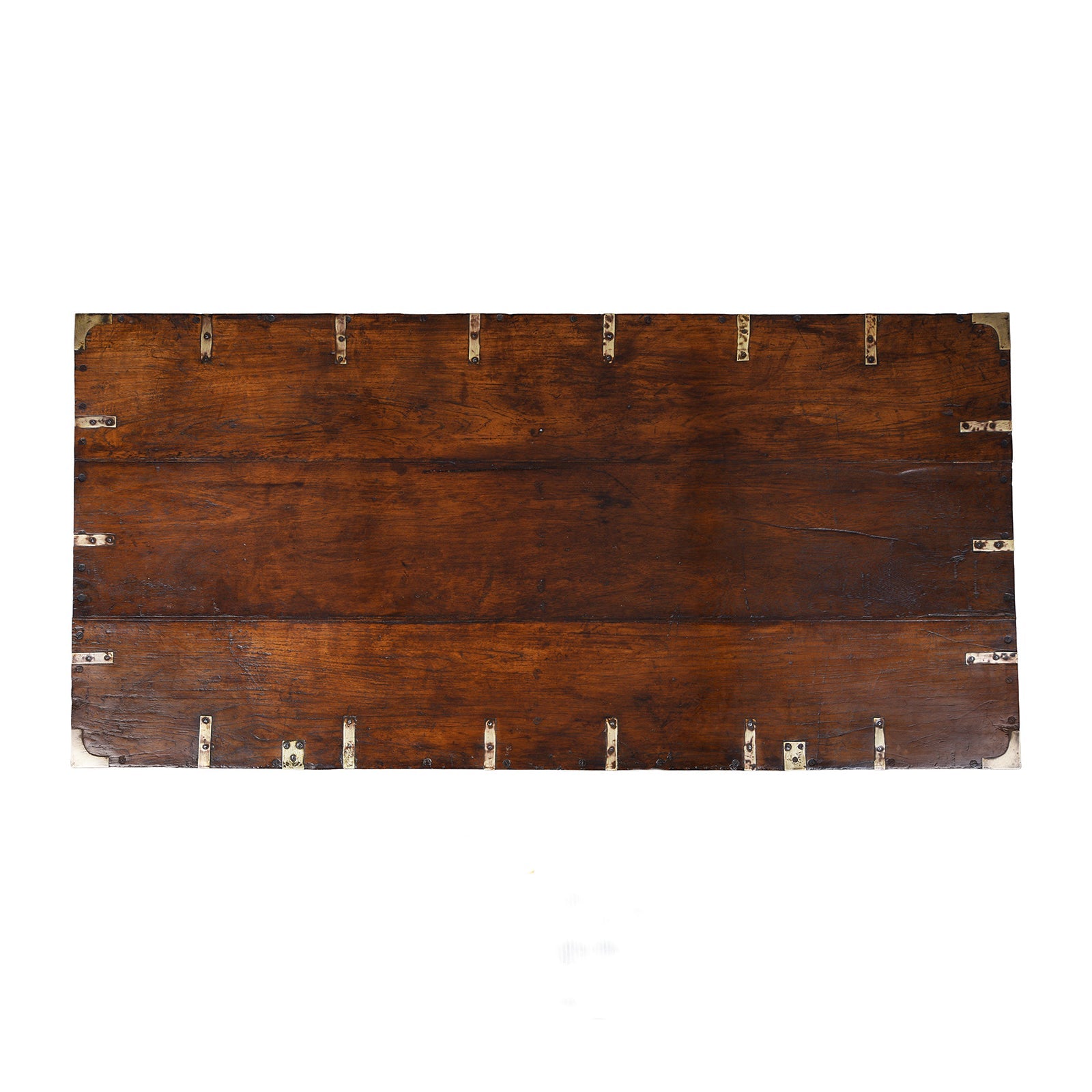 Large Brass Bound Teak Campaign Chest  - 19th Century