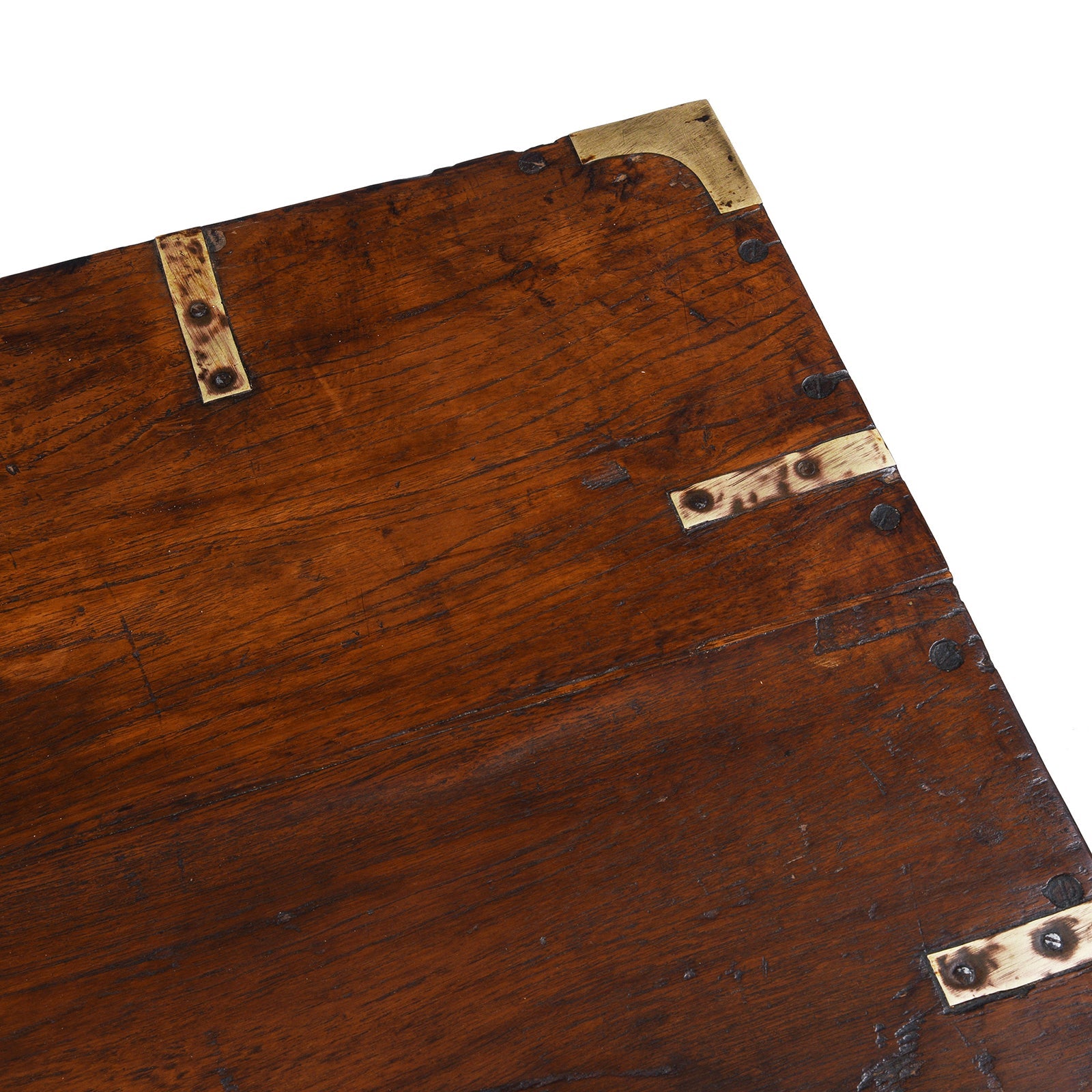 Large Brass Bound Teak Campaign Chest  - 19th Century