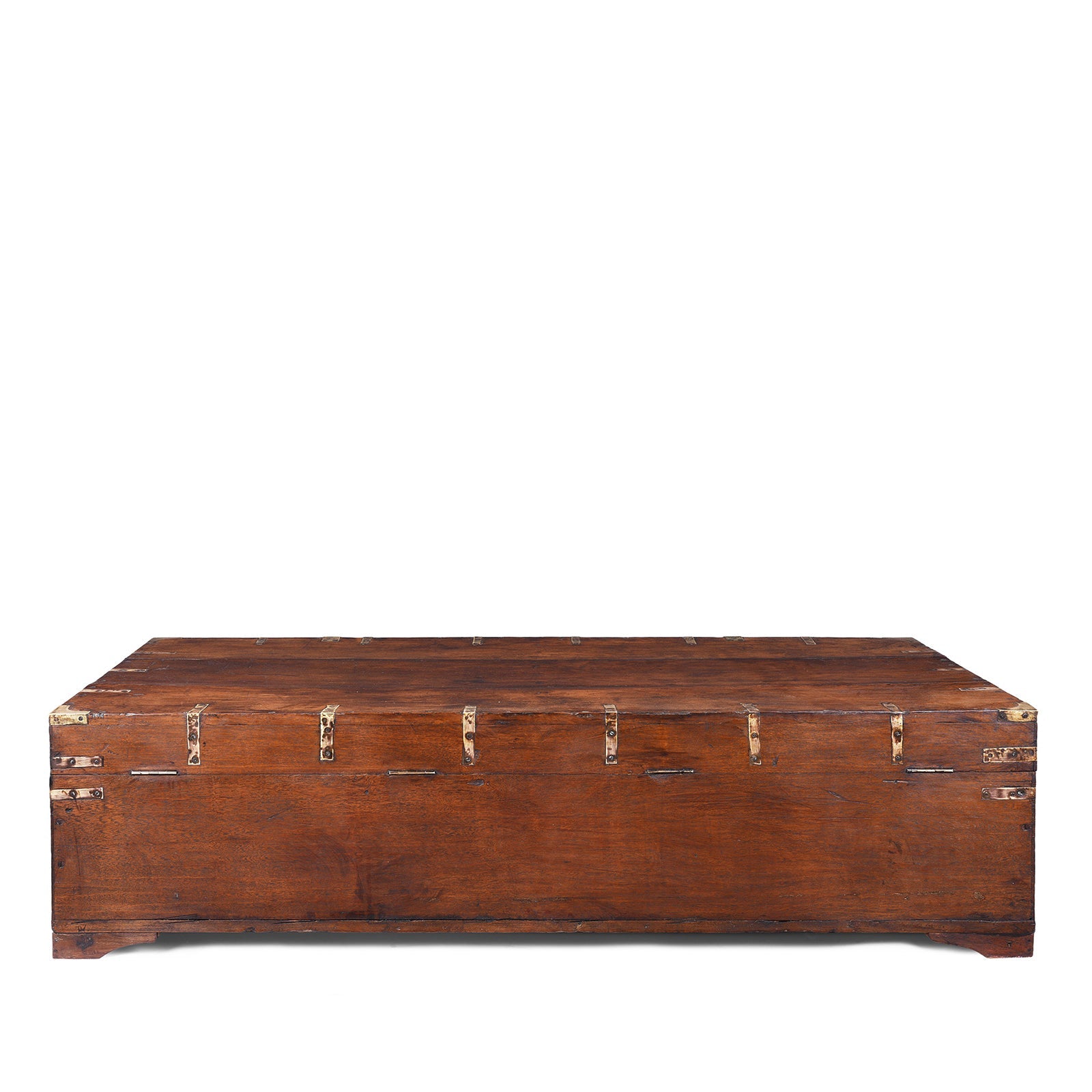 Large Brass Bound Teak Campaign Chest  - 19th Century