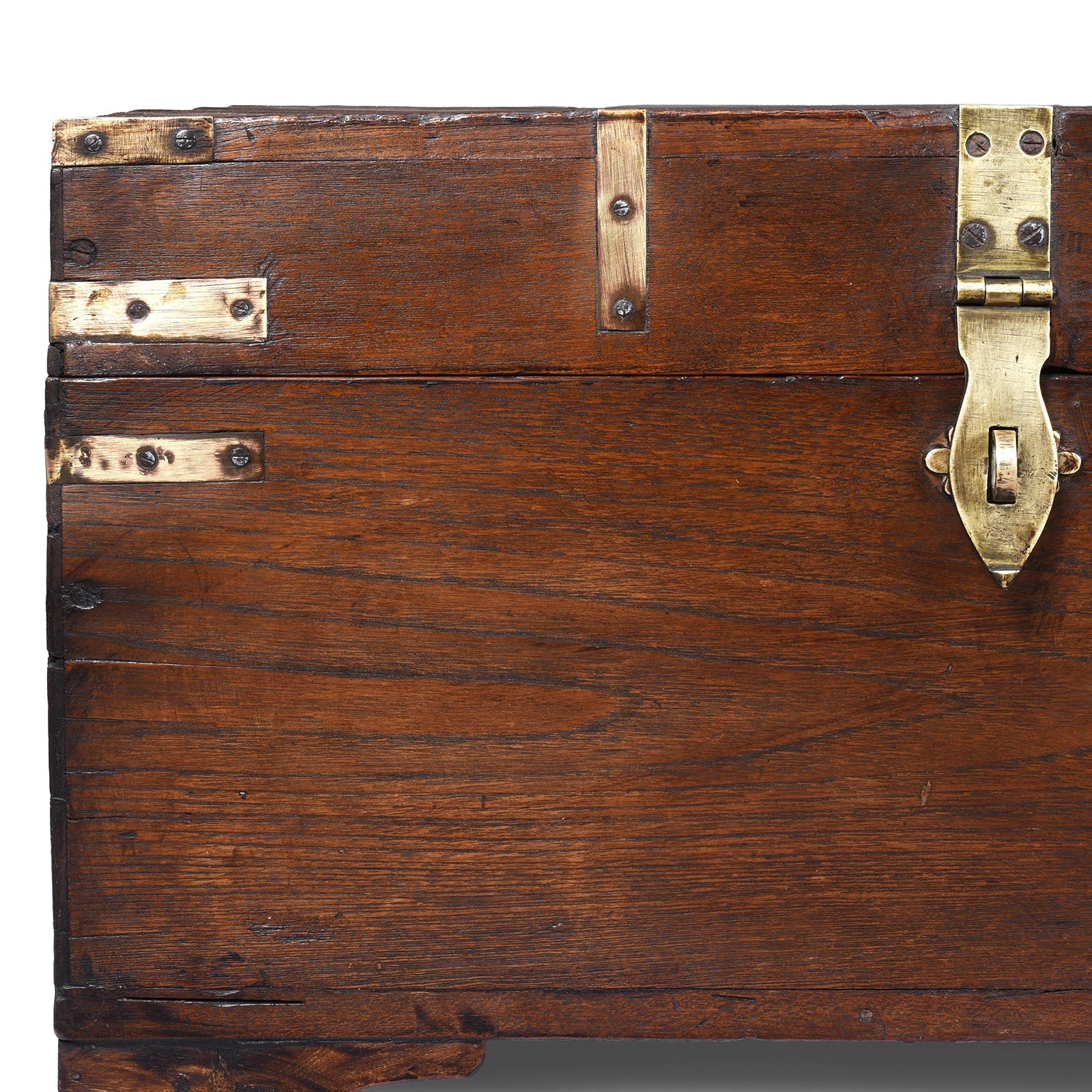 Large Brass Bound Teak Campaign Chest  - 19th Century
