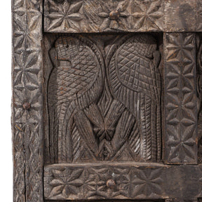 Tribal Carved Cedar Door Panel From Kullu - 19th Century
