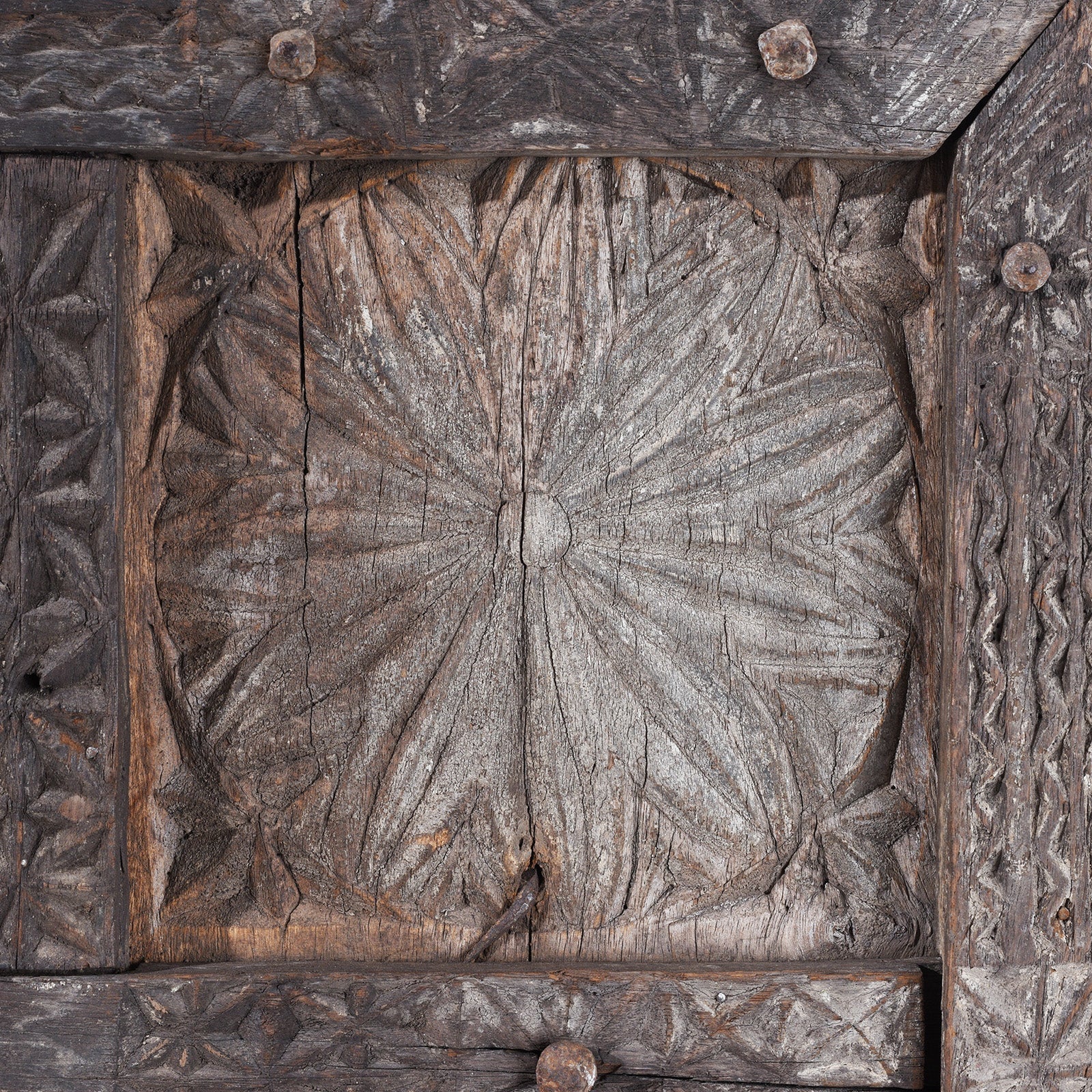 Tribal Carved Cedar Door Panel From Kullu - 19th Century