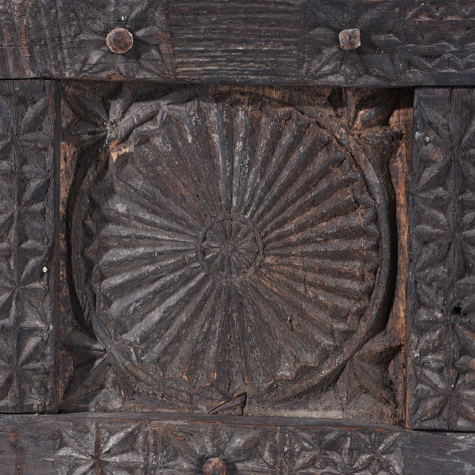 Tribal Carved Cedar Door Panel From Kullu - 19th Century