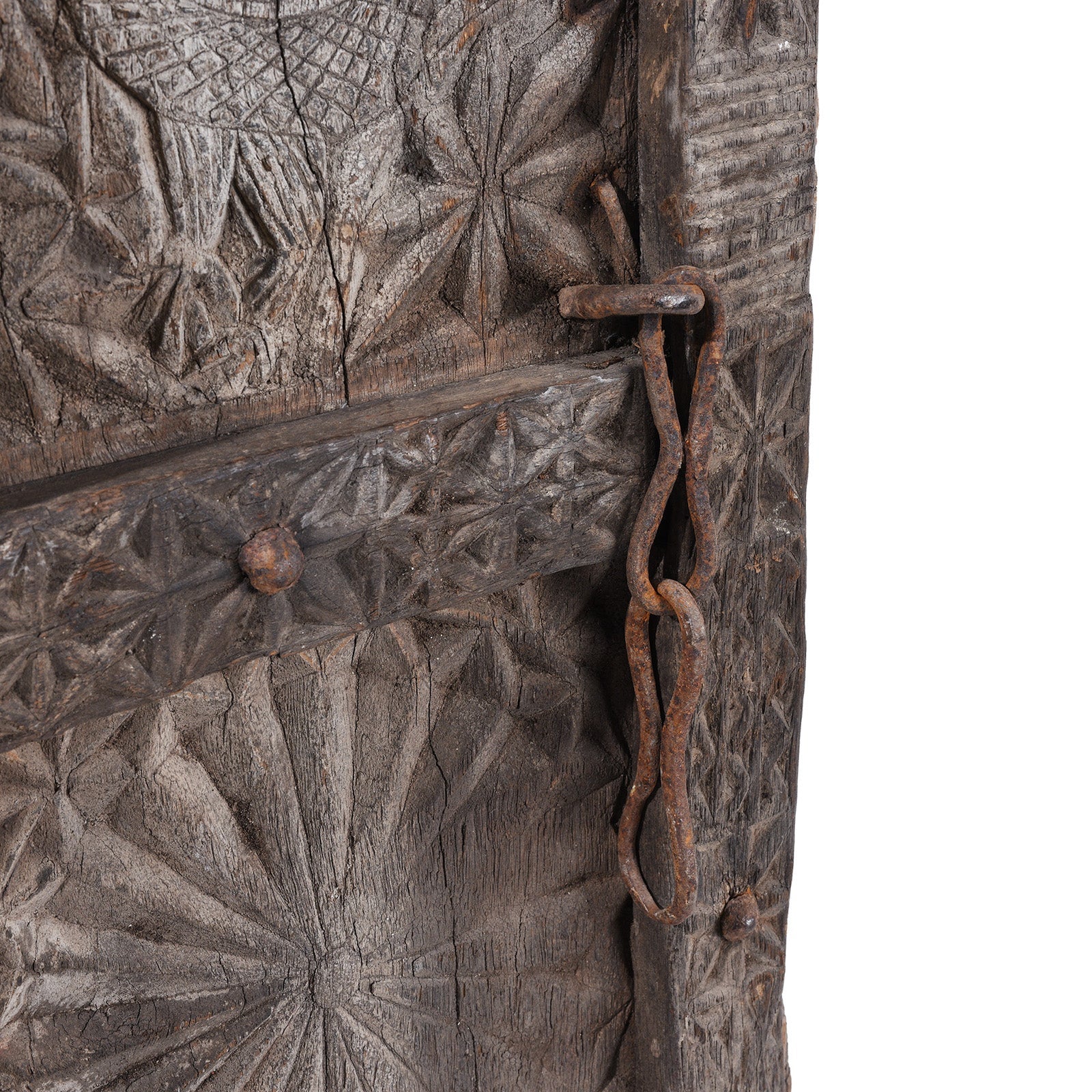 Tribal Carved Cedar Door Panel From Kullu - 19th Century