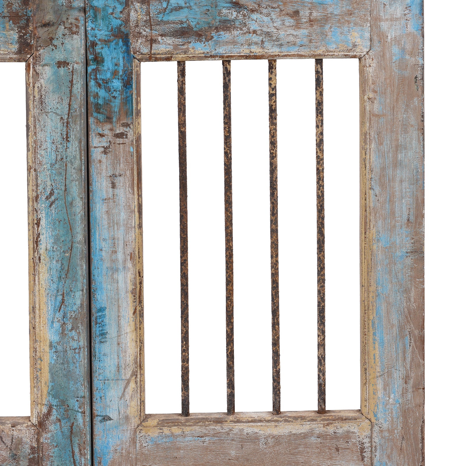 Painted Teak Jali Door From Gujarat - 1920