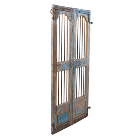 Painted Teak Jali Door From Gujarat - 1920
