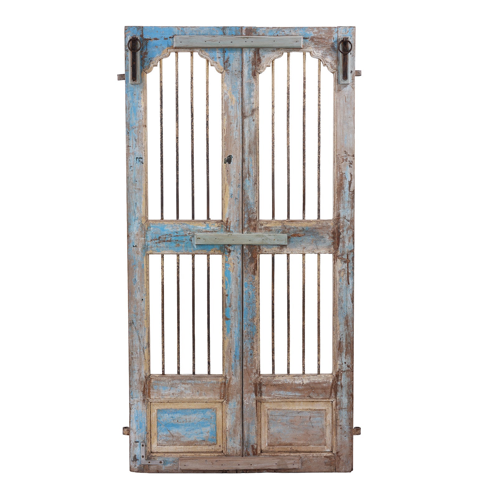 Painted Teak Jali Door From Gujarat - 1920