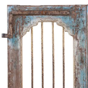 Painted Teak Jali Door From Gujarat - 1920