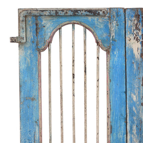 Painted Teak Jali Door From Gujarat - 1920