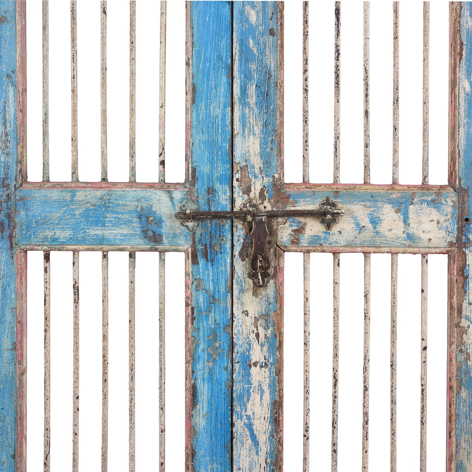 Painted Teak Jali Door From Gujarat - 1920