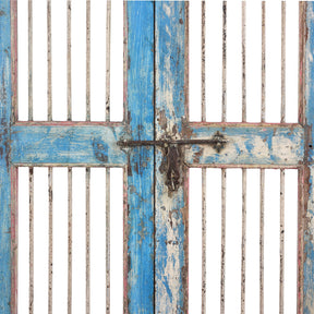 Painted Teak Jali Door From Gujarat - 1920