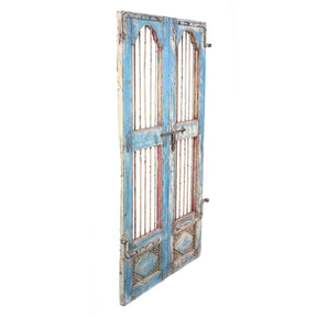 Painted Teak Jali Door From Gujarat - 1920