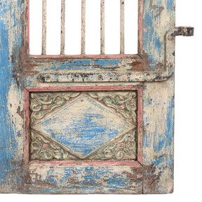 Painted Teak Jali Door From Gujarat - 1920