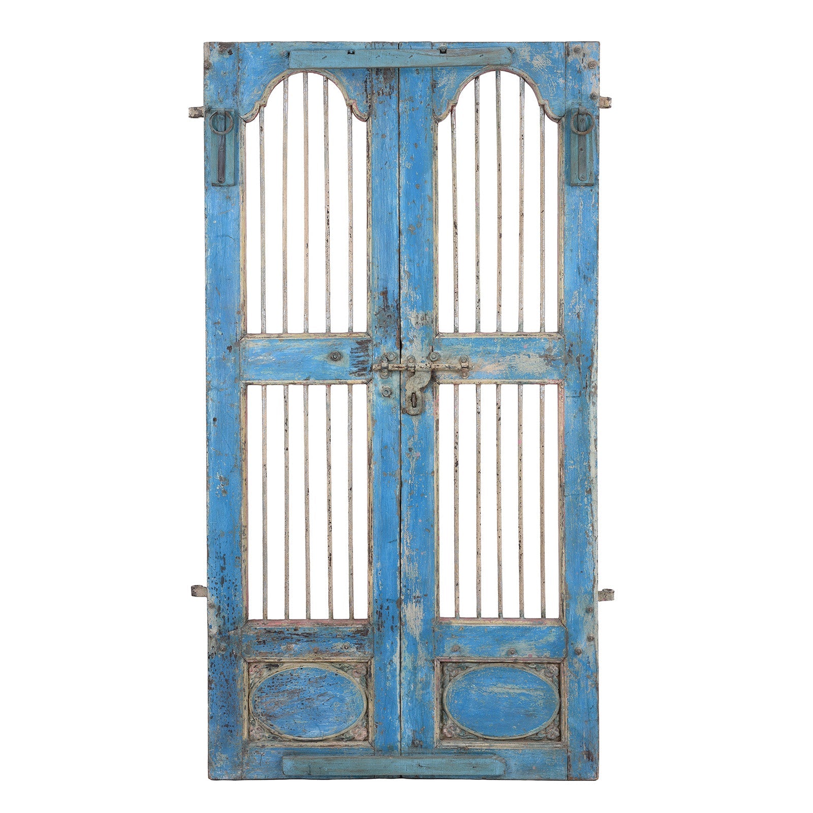 Painted Teak Jali Door From Gujarat - 1920