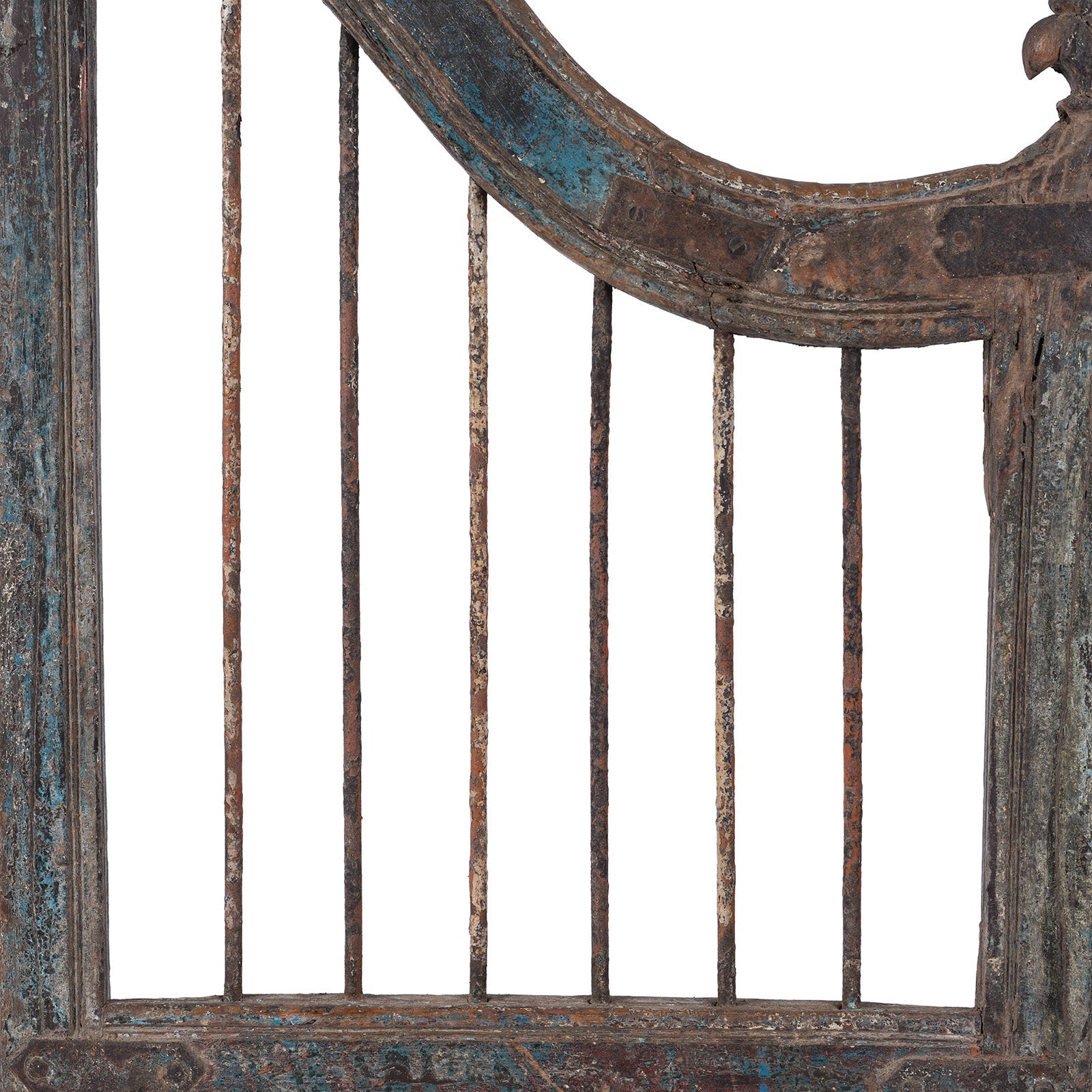 Blue Painted Dog Gate From Gujarat - 19th Century