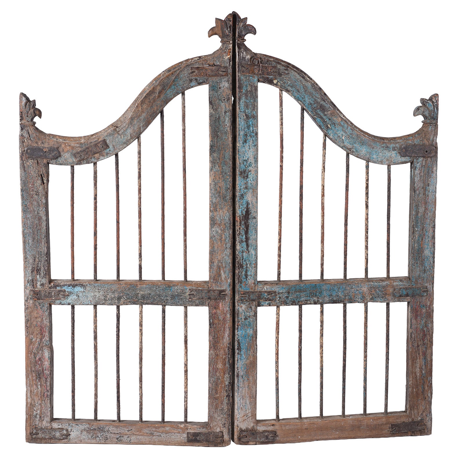 Blue Painted Dog Gate From Gujarat - 19th Century