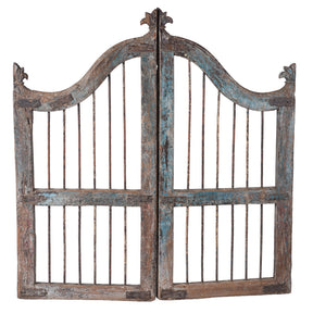 Blue Painted Dog Gate From Gujarat - 19th Century