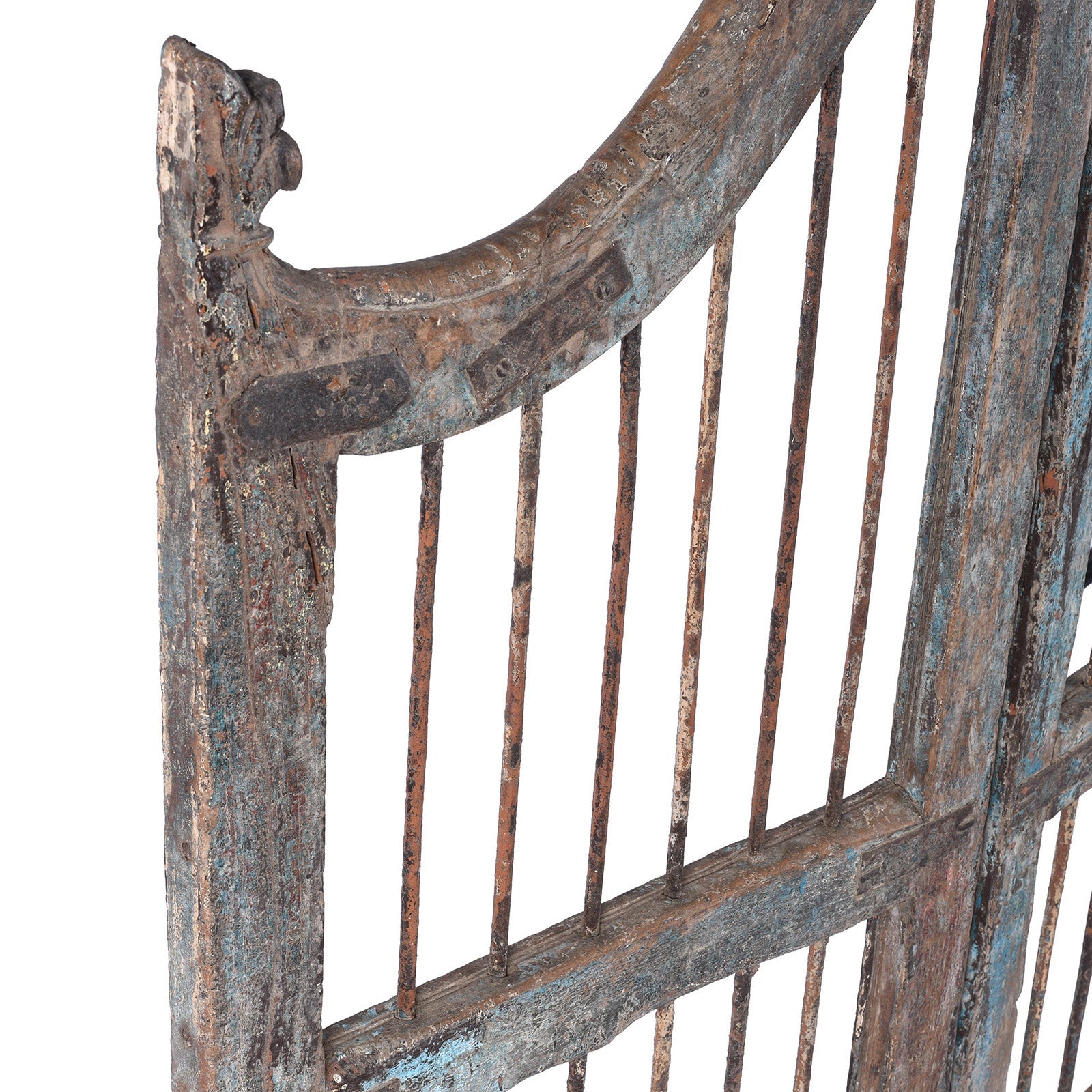 Blue Painted Dog Gate From Gujarat - 19th Century