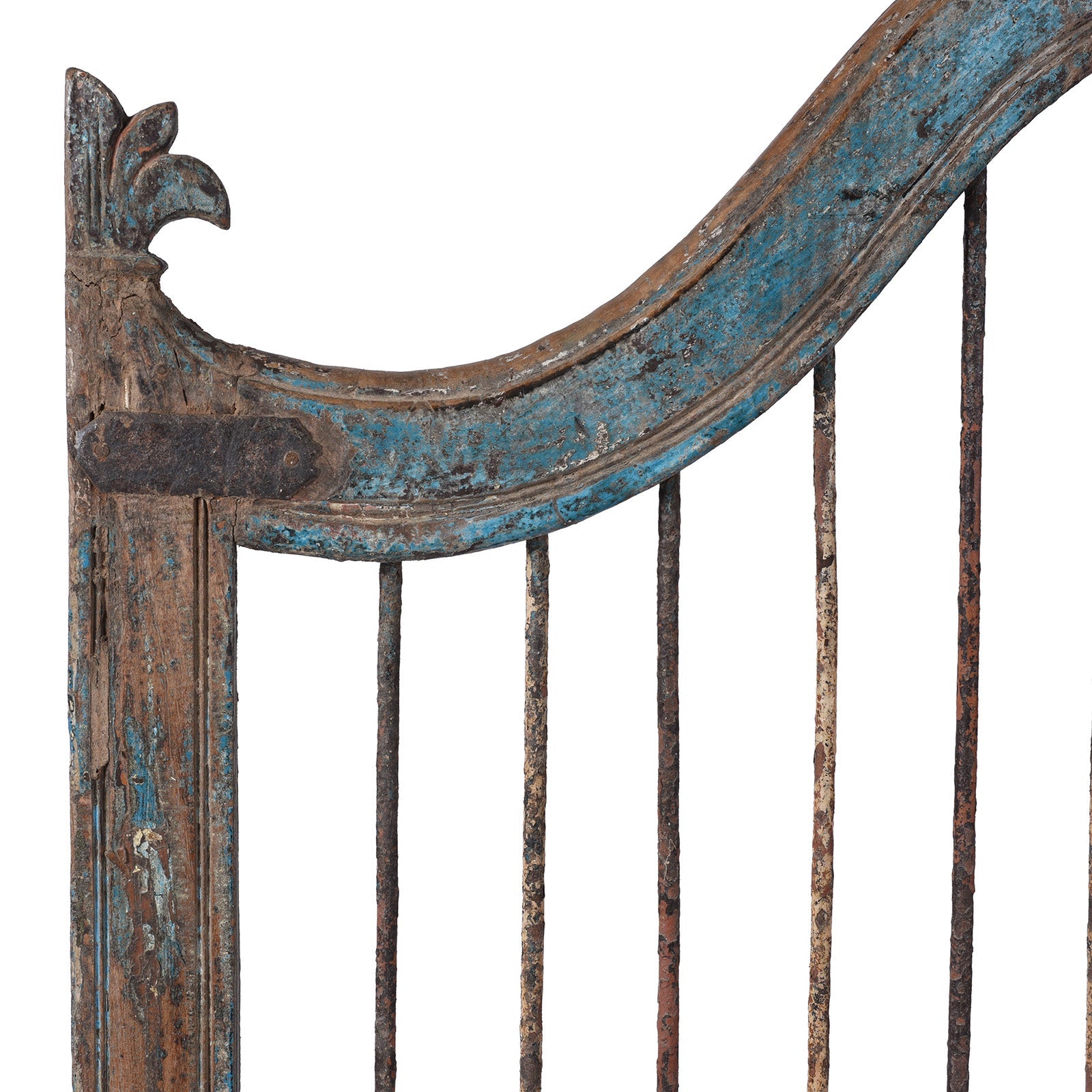 Blue Painted Dog Gate From Gujarat - 19th Century