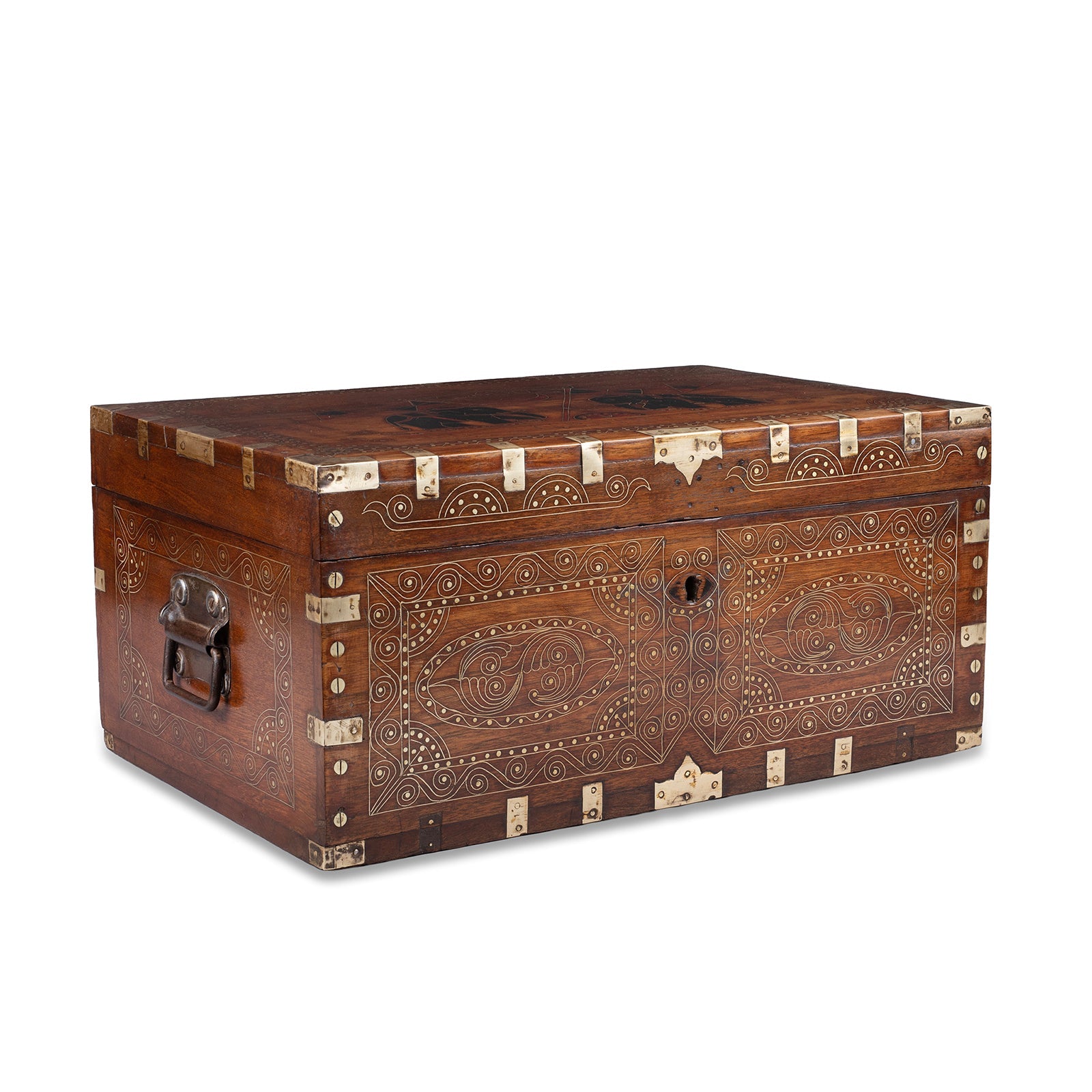Brass Bound Mandalay Dowry Box From Burma - 1900