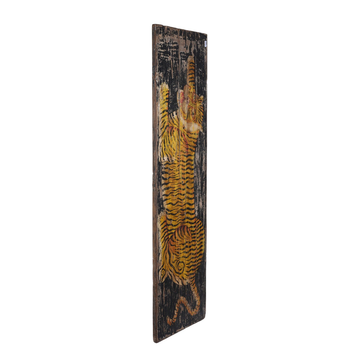 Vintage Painted Indian Tiger Panel