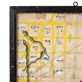 Framed Painted Indian Horoscope From Rajasthan - Ca 1920's