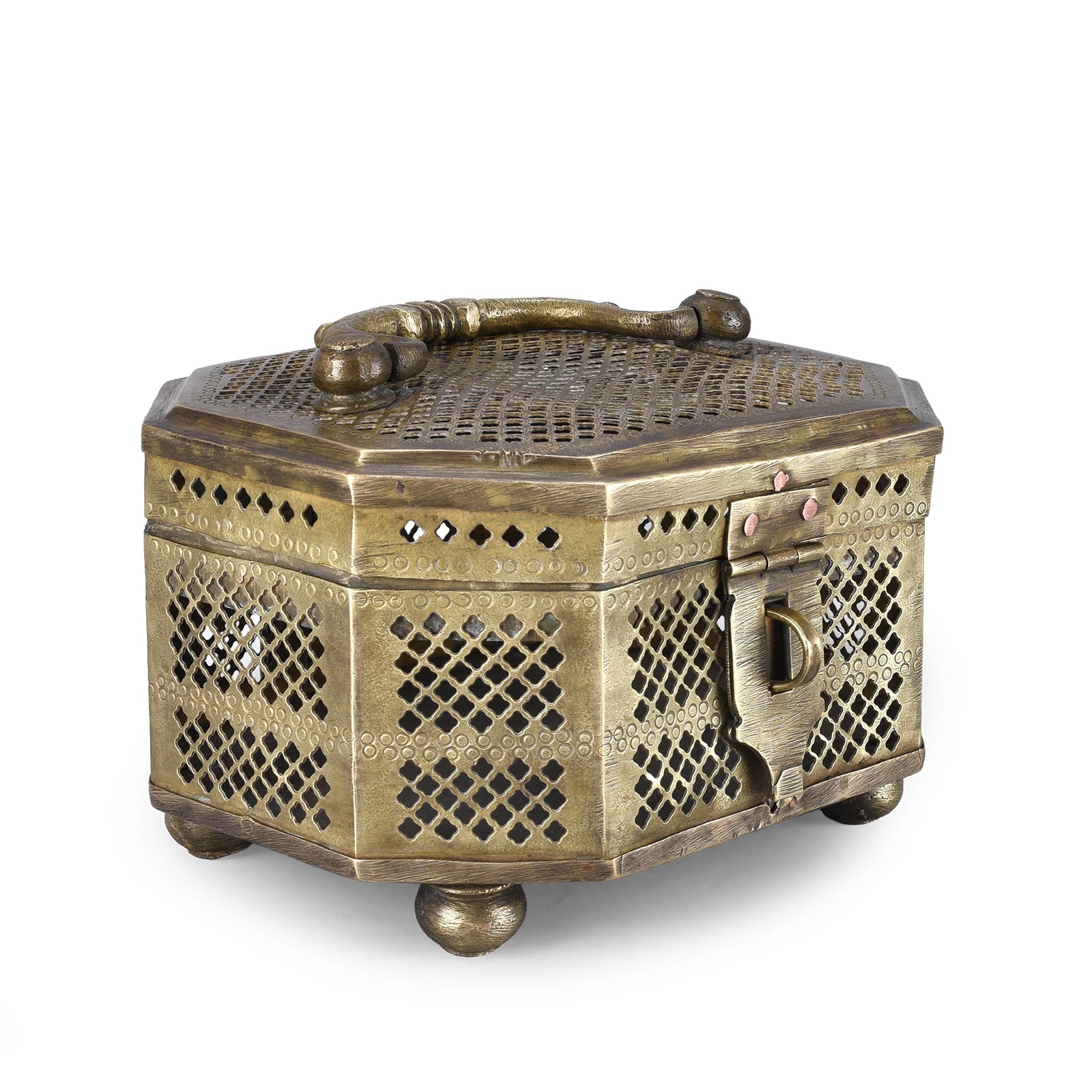 Octagonal Brass Jali Paandan Box - 1920
