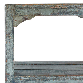 Rustic Painted Slatted Teak Shelf - Ca 1960