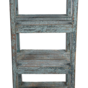 Rustic Painted Slatted Teak Shelf - Ca 1960
