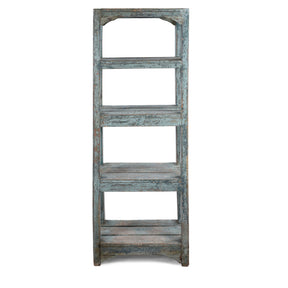 Rustic Painted Slatted Teak Shelf - Ca 1960