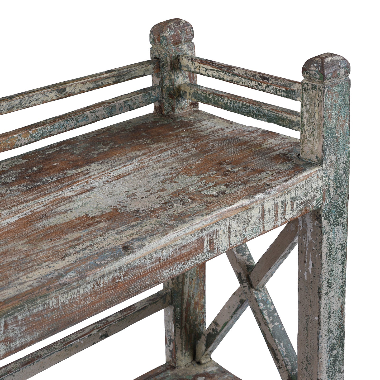 Green Painted Teak Shelf - 1940