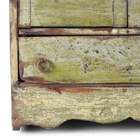 Green Painted Glazed Wall Cabinet - 19th Century