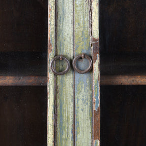 Green Painted Glazed Wall Cabinet - 19th Century