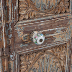 Painted Teak Cabinet Front Panel - 19th Century