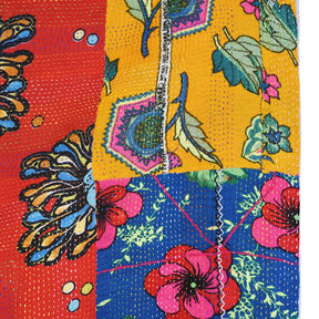 Vintage Red & Floral Kantha Throw