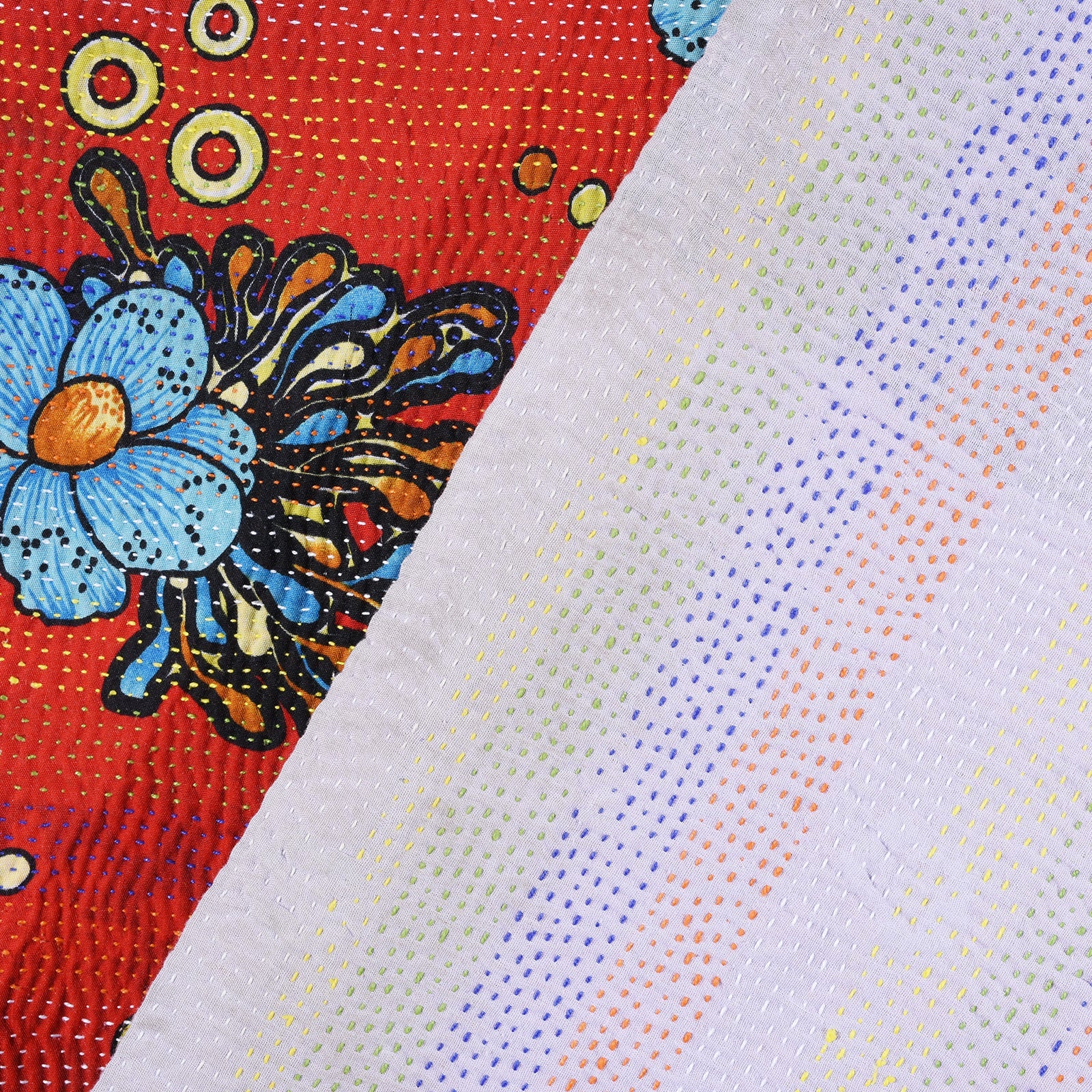 Vintage Red & Floral Kantha Throw