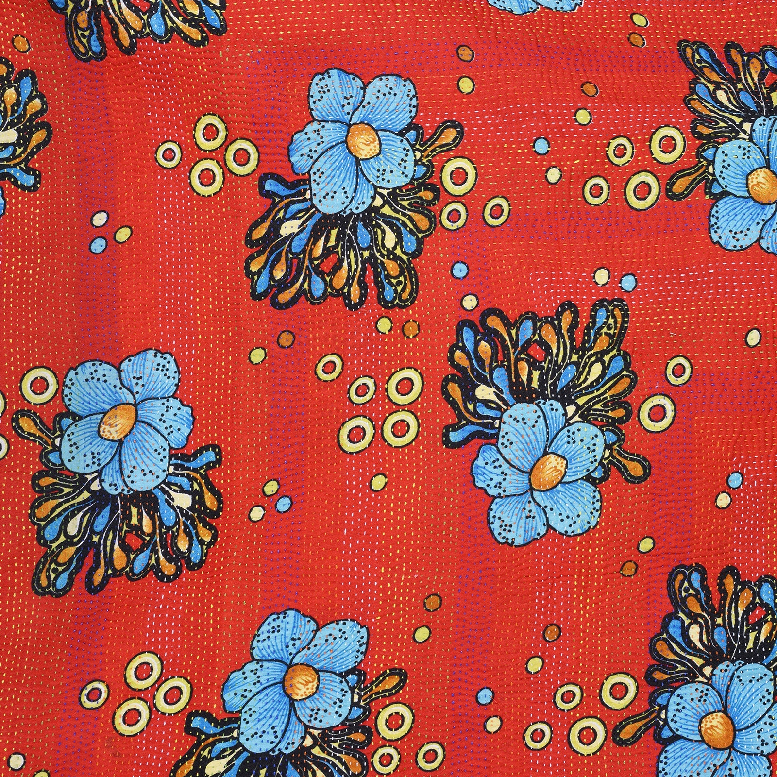 Vintage Red & Floral Kantha Throw